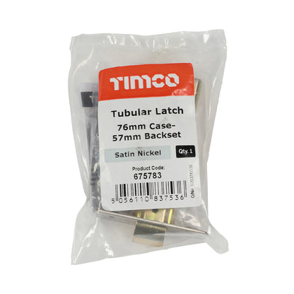 TIMCO Tubular Latch Satin Nickel - 76mm - Image