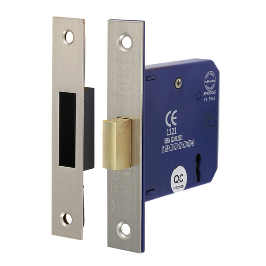 TIMCO 3 Lever Deadlock Satin Nickel - 78mm - Image