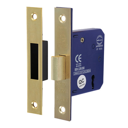TIMCO 3 Lever Electro Brass Mortice Deadlock 65mm Case 45mm Backset  - Image