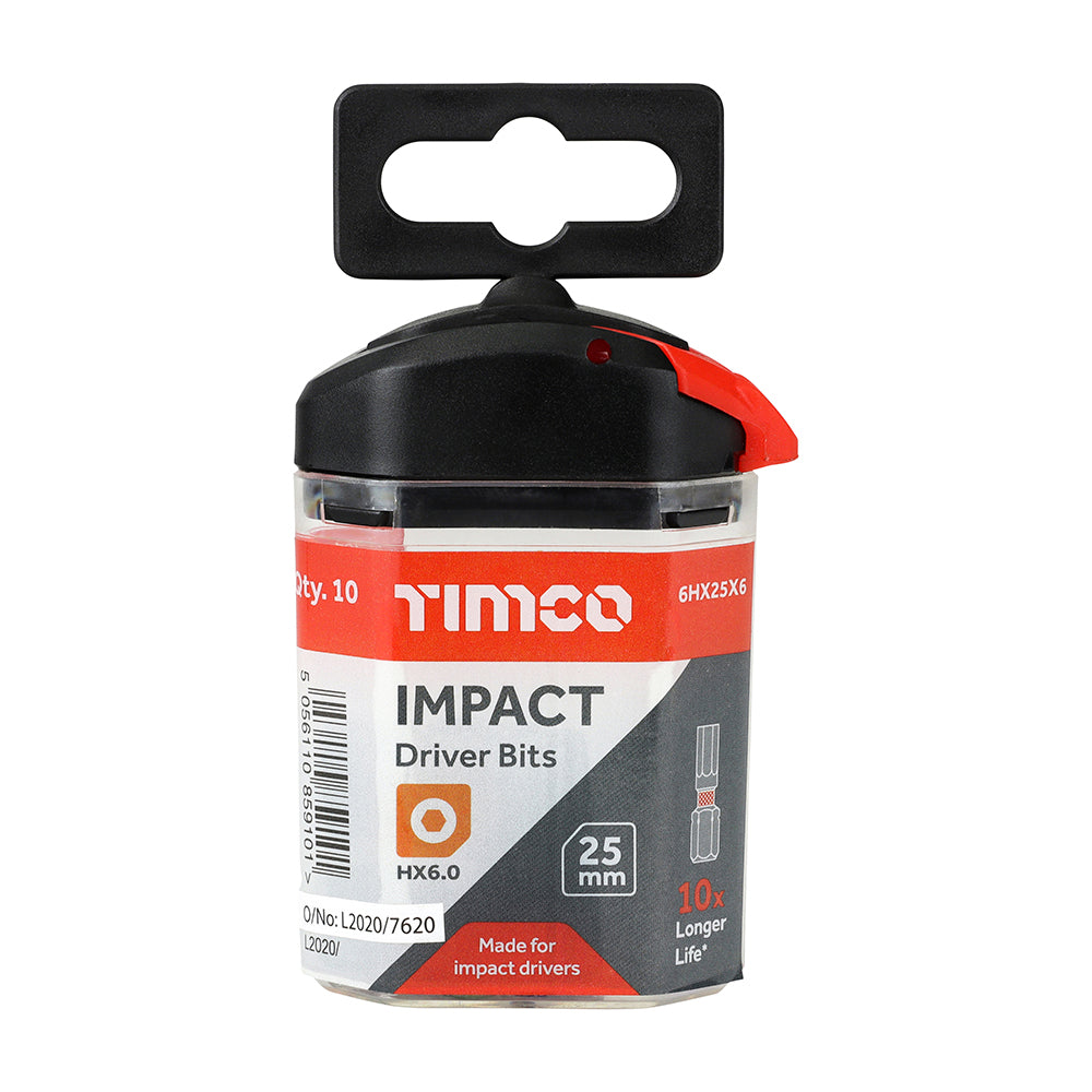 TIMCO Impact 25mm Hex Bits - 6.0 x 25 - Image