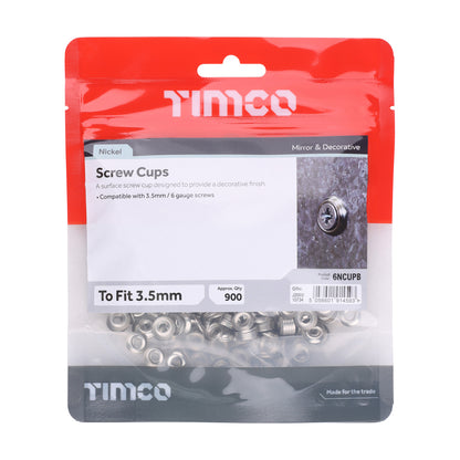 TIMCO Screw Cups - Nickel - To fit 6 Gauge Screws - Image