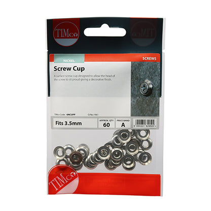 TIMCO Screw Cups Nickel - To fit 6 Gauge Screws - Image