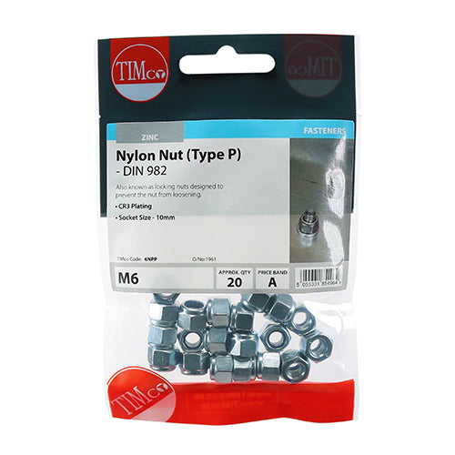 TIMCO Nylon Insert Nuts Type P DIN982 Silver - M6 - Image