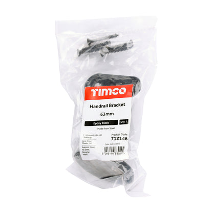 TIMCO Steel Handrail Bracket Black - 63mm - Image