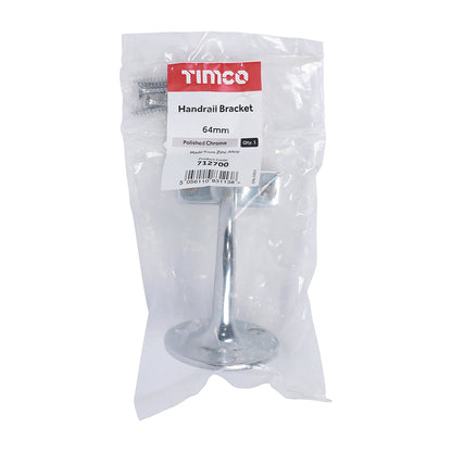 TIMCO Handrail Bracket Polished Chrome - 64mm - Image