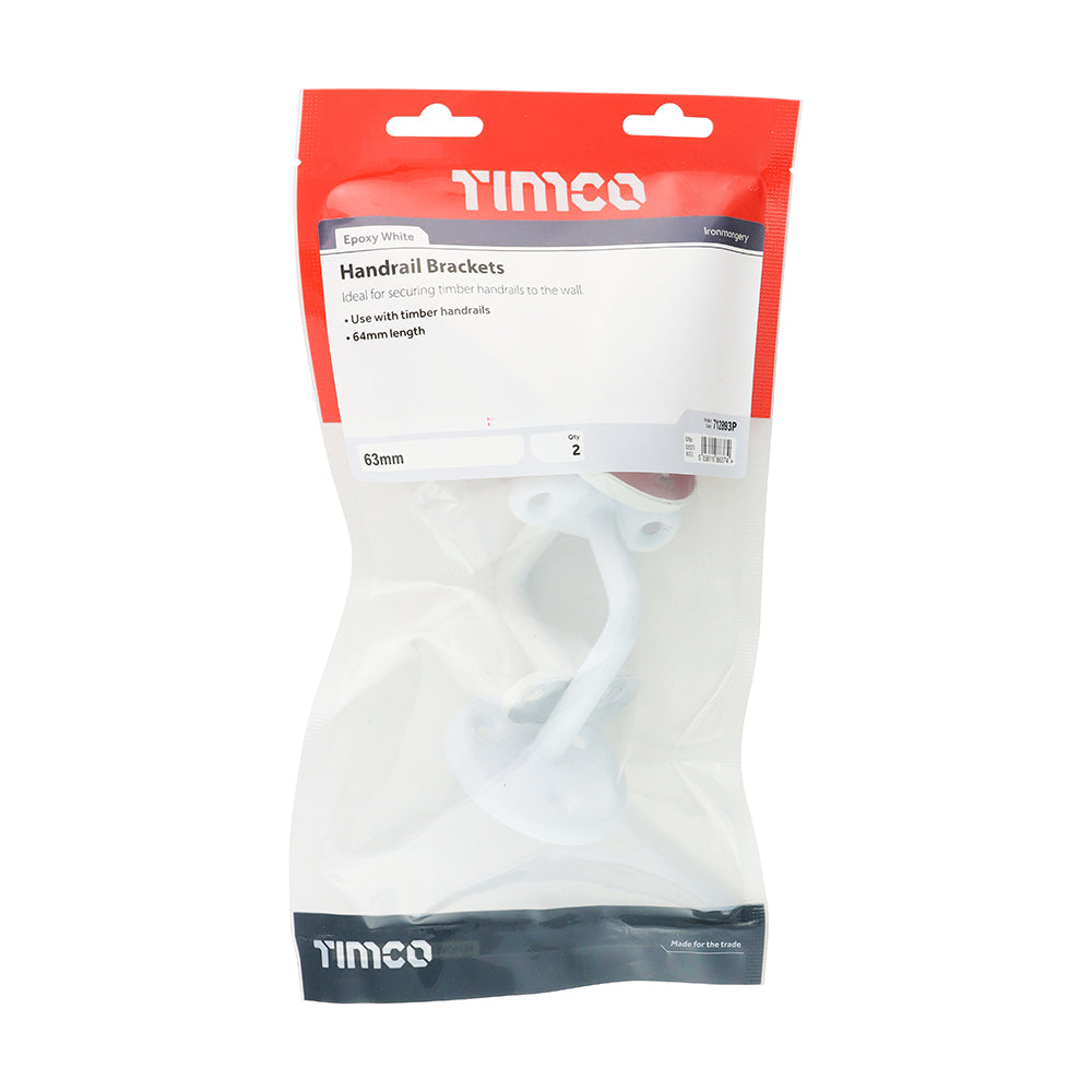 TIMCO Steel Handrail Bracket White - 63mm - Image