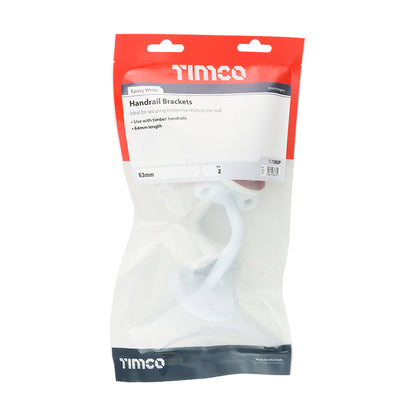 TIMCO Steel Handrail Bracket White - 63mm - Image