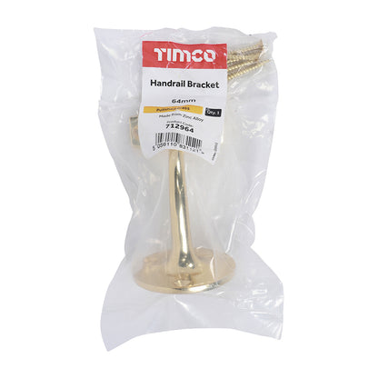 TIMCO Handrail Bracket Electro Brass - 64mm - Image