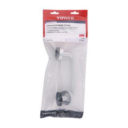 TIMCO D Shaped Pull Handle On Rose - Satin Anodised Aluminium - 152 x 19 - Image