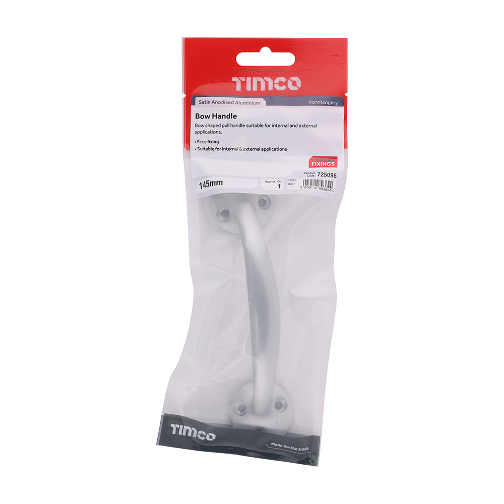 TIMCO Bow Handle - Satin Anodised Aluminium - 145mm - Image