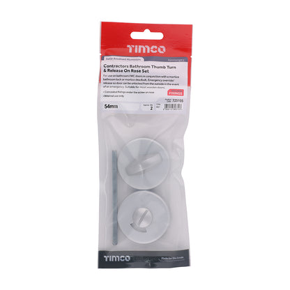 TIMCO Contractors Bathroom Thumb Turn & Release On Rose Set - Satin Anodised Aluminium - 54mm - Image