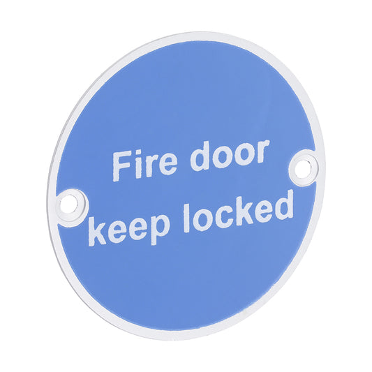 TIMCO Fire Door Keep Locked Sign - Satin Anodised Aluminium - 76mm - Image