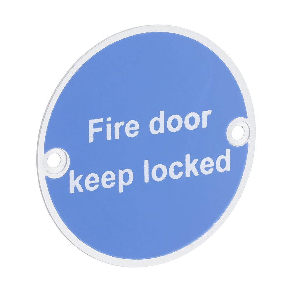 TIMCO Fire Door Keep Locked Sign - Satin Anodised Aluminium - 76mm - Image