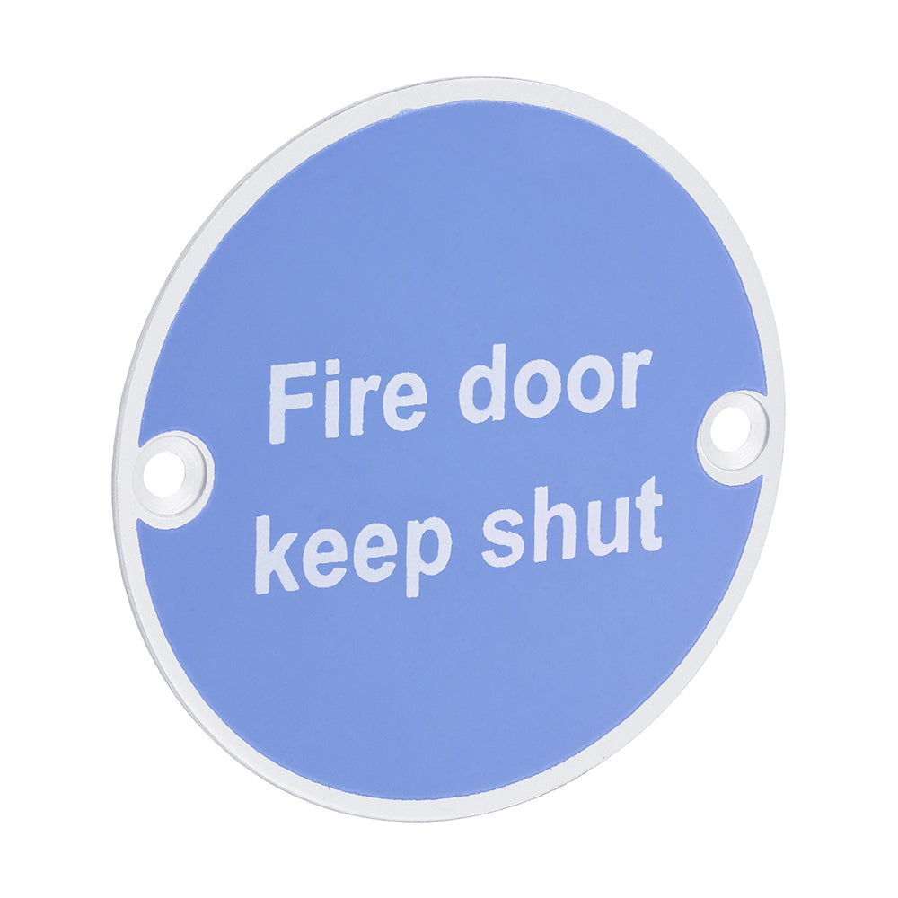 TIMCO Fire Door Keep Shut Sign - Satin Anodised Aluminium - 76mm - Image