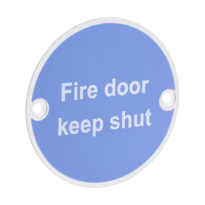 TIMCO Fire Door Keep Shut Sign - Satin Anodised Aluminium - 76mm - Image