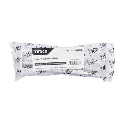 TIMCO Lever Action Flush Bolt - Satin Anodised Aluminium - 155 x 20 - Image