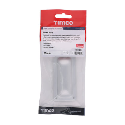TIMCO Flush Pull - Satin Anodised Aluminium - 89mm - Image