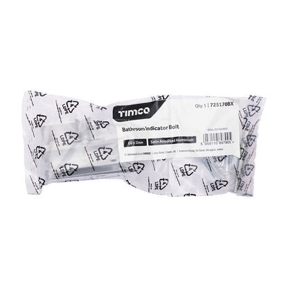 TIMCO Bathroom Indicator Bolt - Satin Anodised Aluminium - 66 x 32 - Image