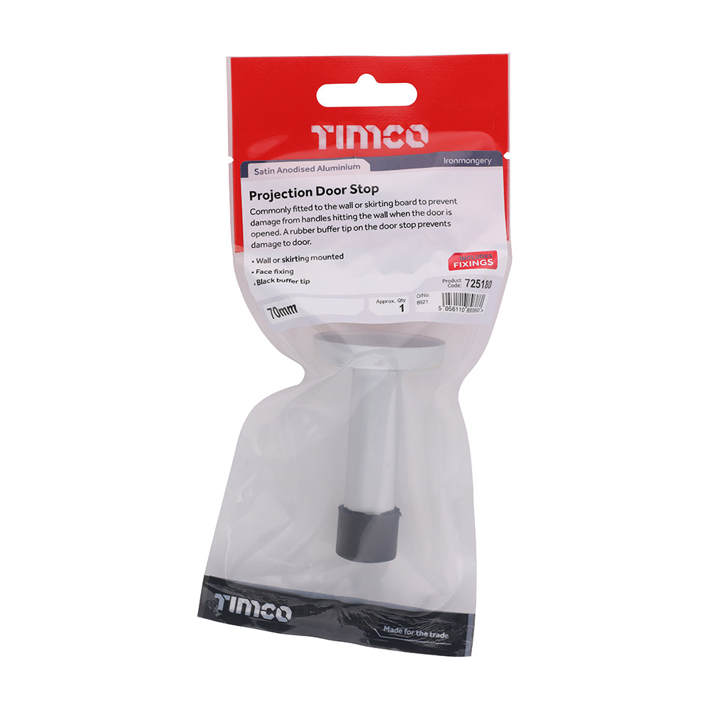 TIMCO Projection Door Stop - Satin Anodised Aluminium - 70mm - Image