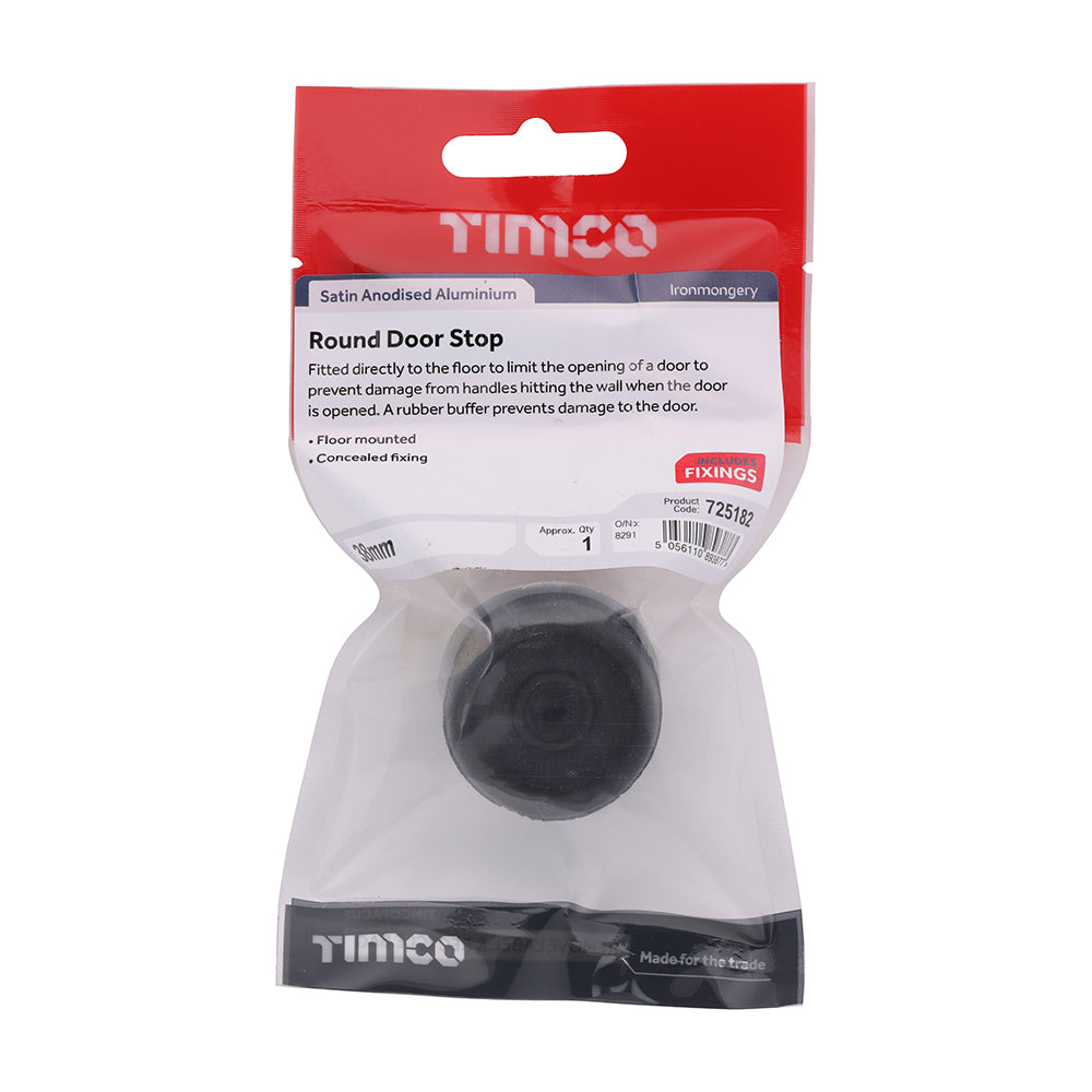 TIMCO Round Door Stop - Satin Anodised Aluminium - 38mm - Image