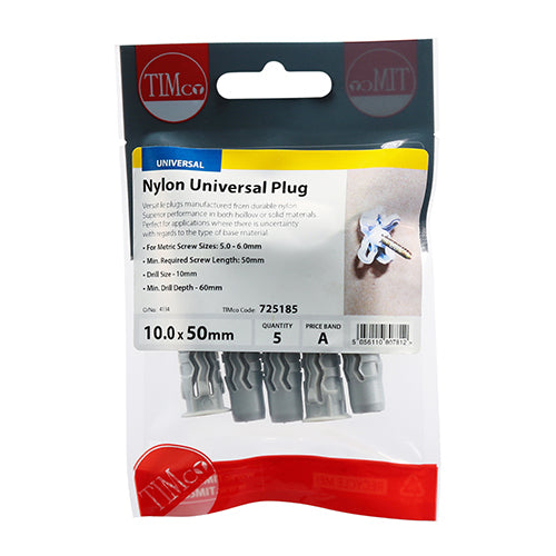 TIMCO Nylon Universal Plugs - 10.0 x 50 - Image