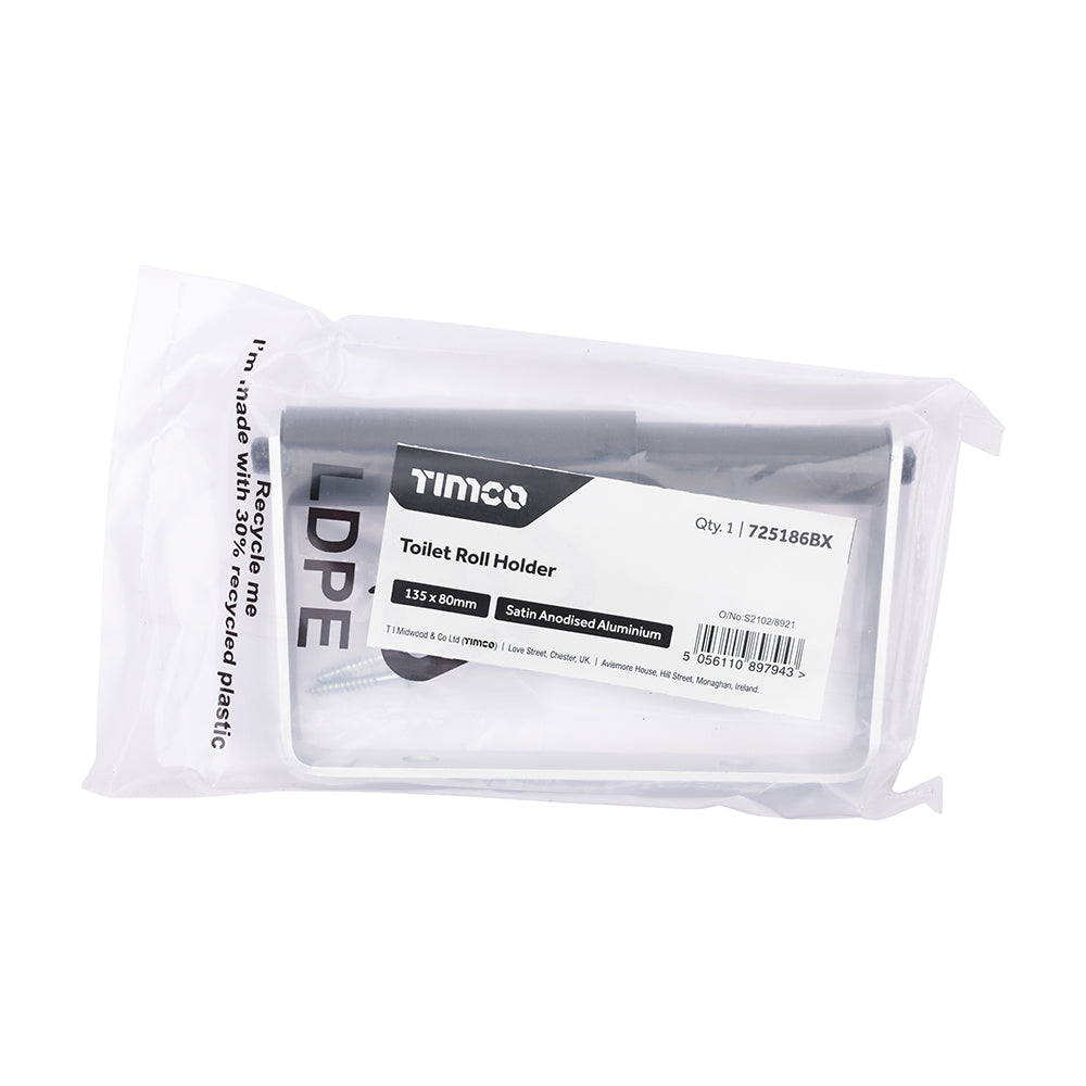 TIMCO Toilet Roll Holder - Satin Anodised Aluminium - 135 x 80 - Image