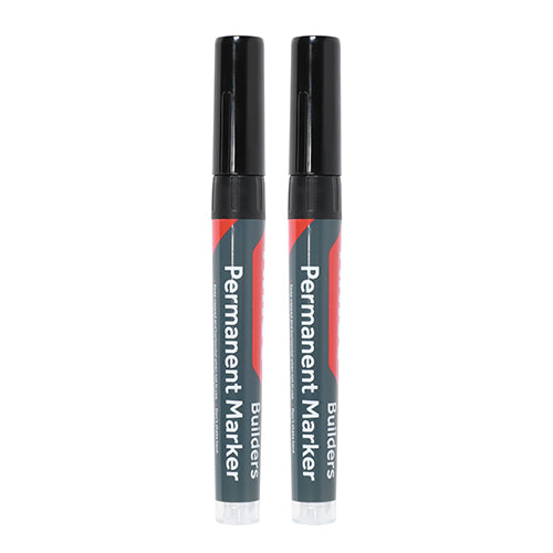TIMCO Builders Permanent Markers Twin Pack Fine Tip Black - Fine Tip - Image