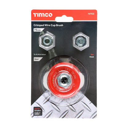 TIMCO Angle Grinder Cup Brush Crimped Steel Wire - 75mm - Image