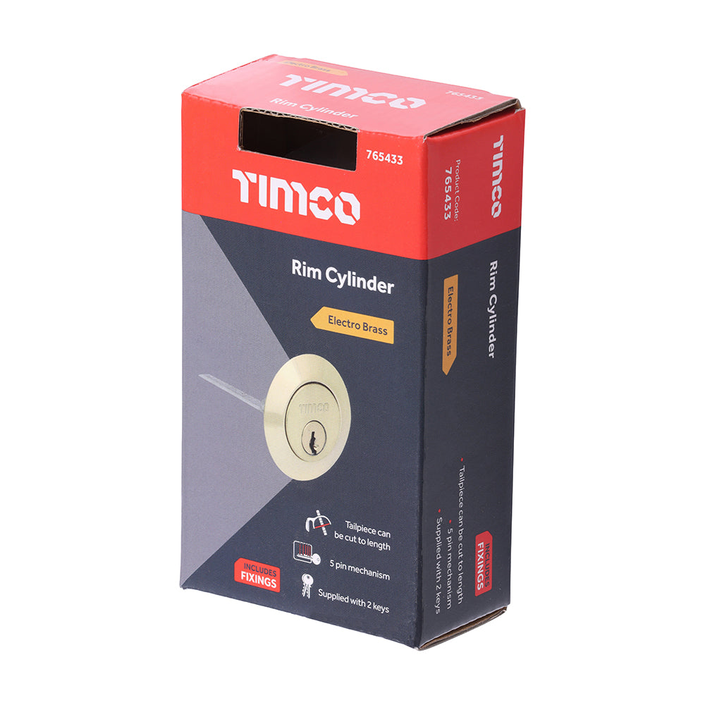 TIMCO Rim Cylinder - Electro Brass - 32mm - Image