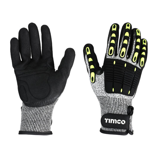 TIMCO Impact Cut Glove - Sandy Nitrile Coated HPPE Fibre and Glass Fibre Gloves with TPR Pads - Large - Image