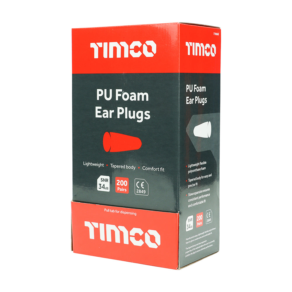 TIMCO Disposable PU Ear Plugs 200 Pairs - One Size - Image
