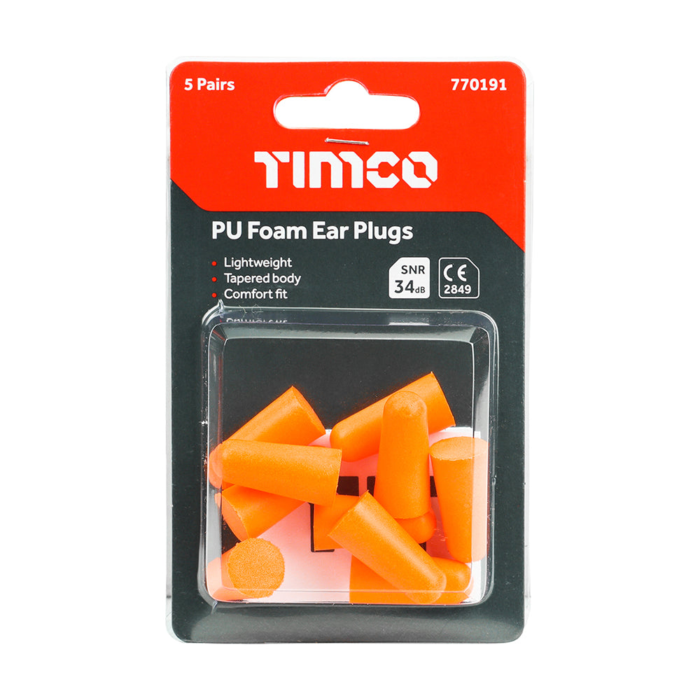TIMCO Disposable PU Ear Plugs 5 Pairs - One Size - Image
