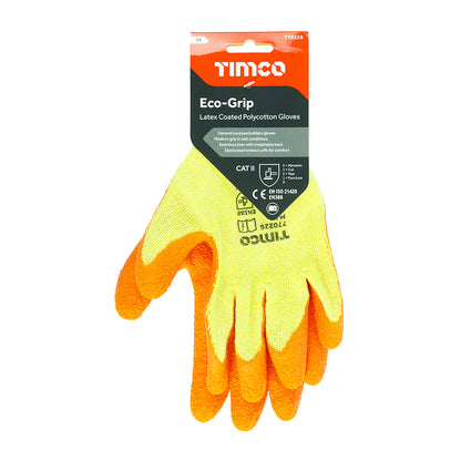 TIMCO Eco Grip Crinkle Latex Coated Polycotton Gloves - Medium - Image