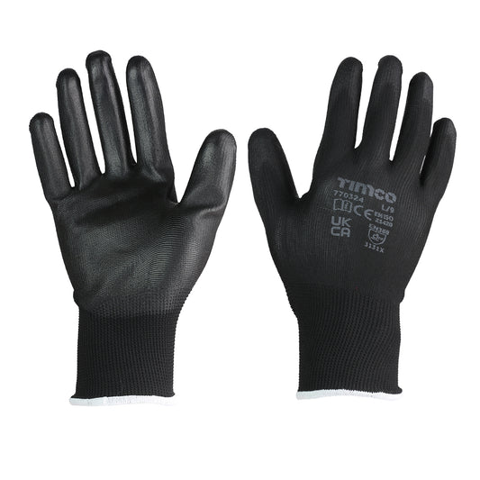 TIMCO Durable Grip PU Coated Polyester Gloves Multi-Pack - Large - Image