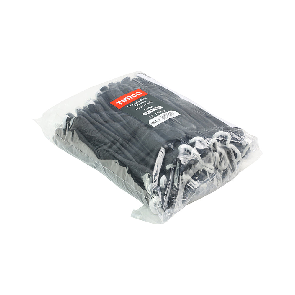 TIMCO Durable Grip PU Coated Polyester Gloves Multi-Pack - Large - Image