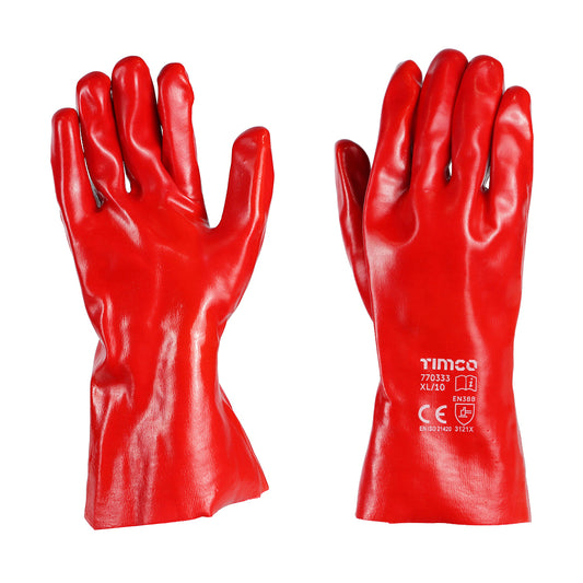 TIMCO PVC Gauntlet PVC Coated Cotton Interlock Gloves - X Large - Image