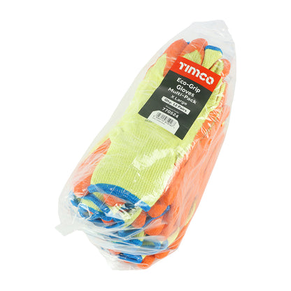 TIMCO Eco Grip Crinkle Latex Coated Polycotton Gloves Multi Pack - X Large - Image