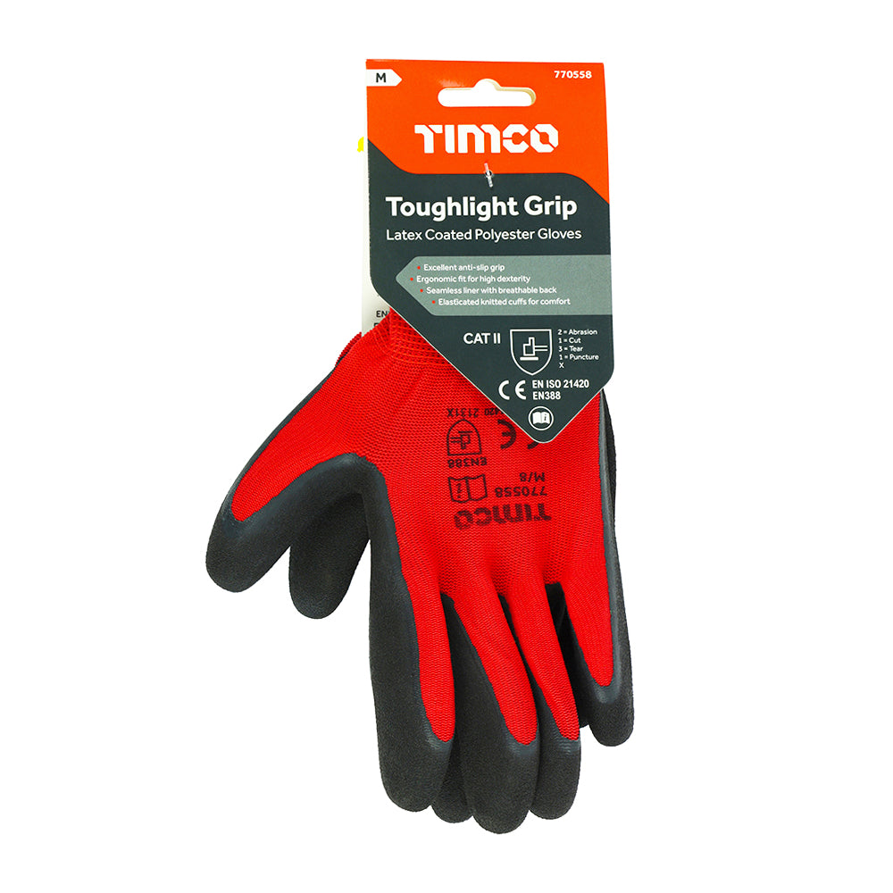 TIMCO Toughlight Grip Sandy Latex Coated Polyester Gloves - Medium - Image