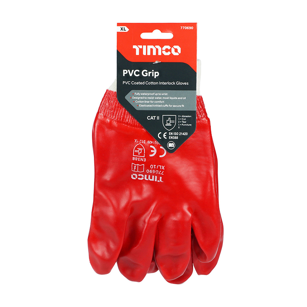 TIMCO PVC Grip PVC Coated Cotton Interlock Gloves - X Large - Image