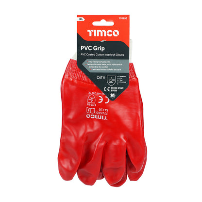 TIMCO PVC Grip PVC Coated Cotton Interlock Gloves - X Large - Image