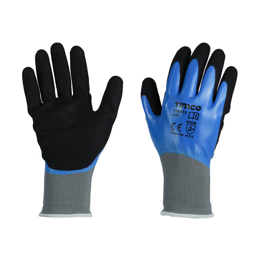 TIMCO Waterproof Grip Sandy Nitrile Foam Coated Polyester Gloves - Large - Image