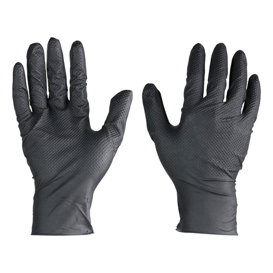 TIMCO Diamond textured disposable Nitrile Work Gloves Black - X Large - Image