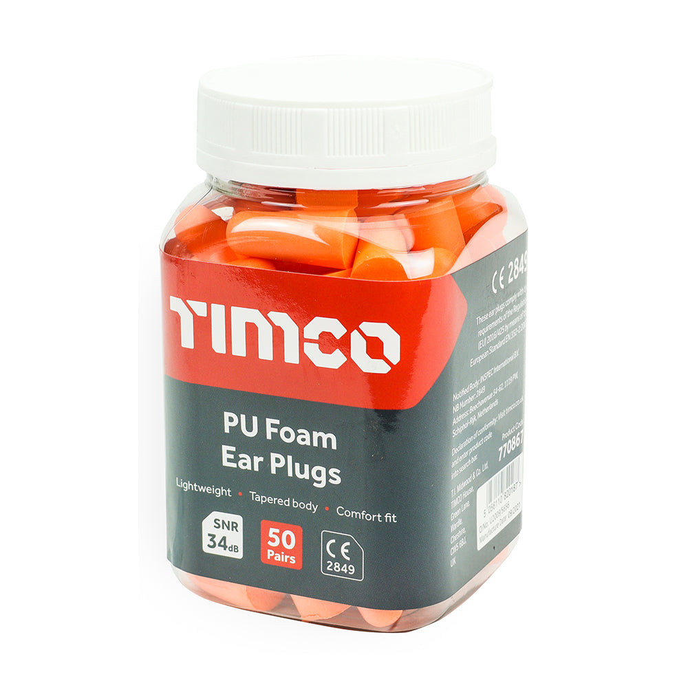 TIMCO Disposable PU Ear Plugs 50 Pairs - One Size - Image