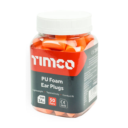 TIMCO Disposable PU Ear Plugs 50 Pairs - One Size - Image