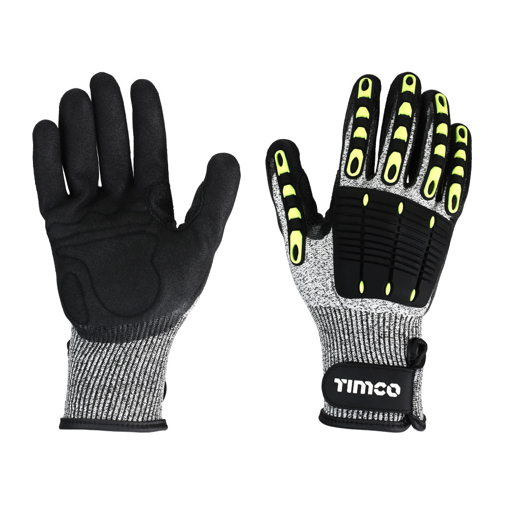 TIMCO Impact Cut Glove - Sandy Nitrile Coated HPPE Fibre and Glass Fibre Gloves with TPR Pads - Medium - Image