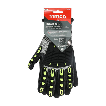 TIMCO Impact Cut Glove - Sandy Nitrile Coated HPPE Fibre and Glass Fibre Gloves with TPR Pads - Medium - Image
