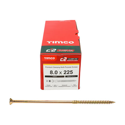 TIMCO C2 Clamp-Fix Multi-Purpose Premium Countersunk Gold Woodscrews - 8.0 x 225 - Image