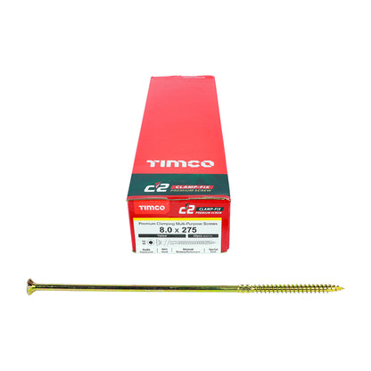 TIMCO C2 Clamp-Fix Multi-Purpose Premium Countersunk Gold Woodscrews - 8.0 x 275 - Image