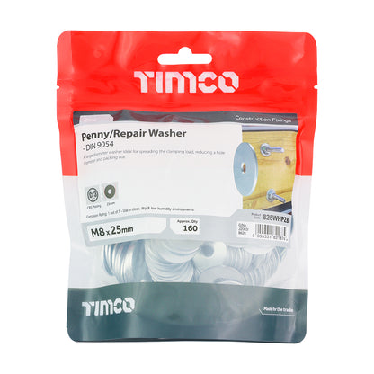 TIMCO Penny / Repair Washers DIN9054 Silver - M8 x 25 - Image