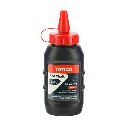 TIMCO Chalk Line Set, Builders String Line, Surveyors Marker, Red Powder - 30m / 100ft x 115g - Image